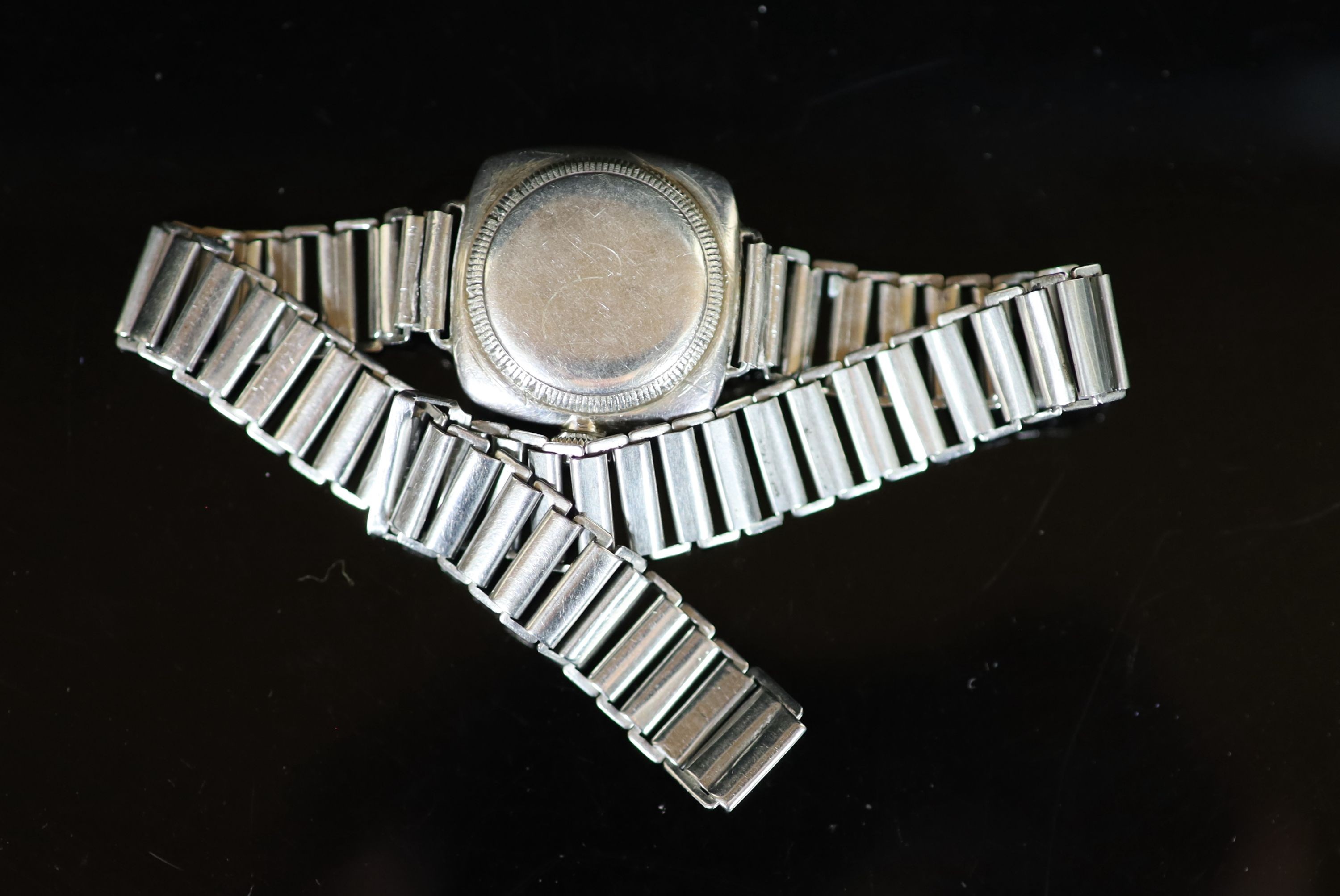 A late 1920's gentleman’s silver cushion cased Rolex Oyster Ultra Prima manual wind wrist watch